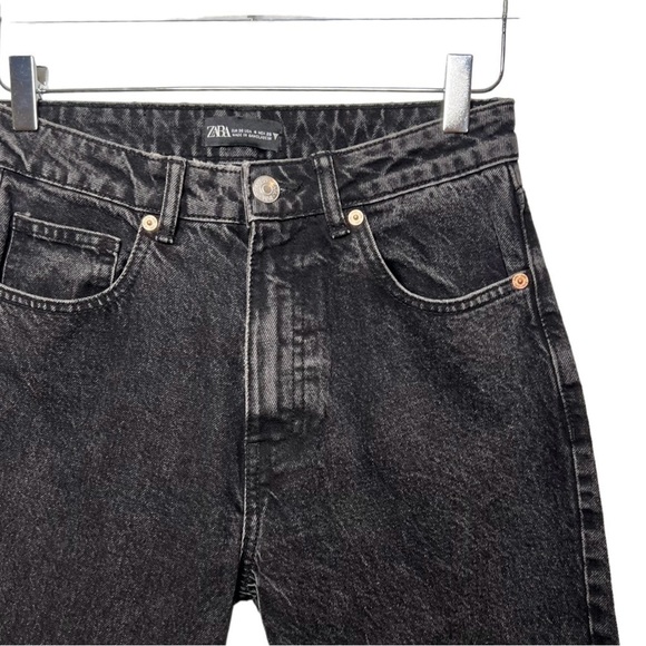 Zara High Rise Black Wash 100% Cotton Women’s Jeans Sz 4 - Picture 5 of 11
